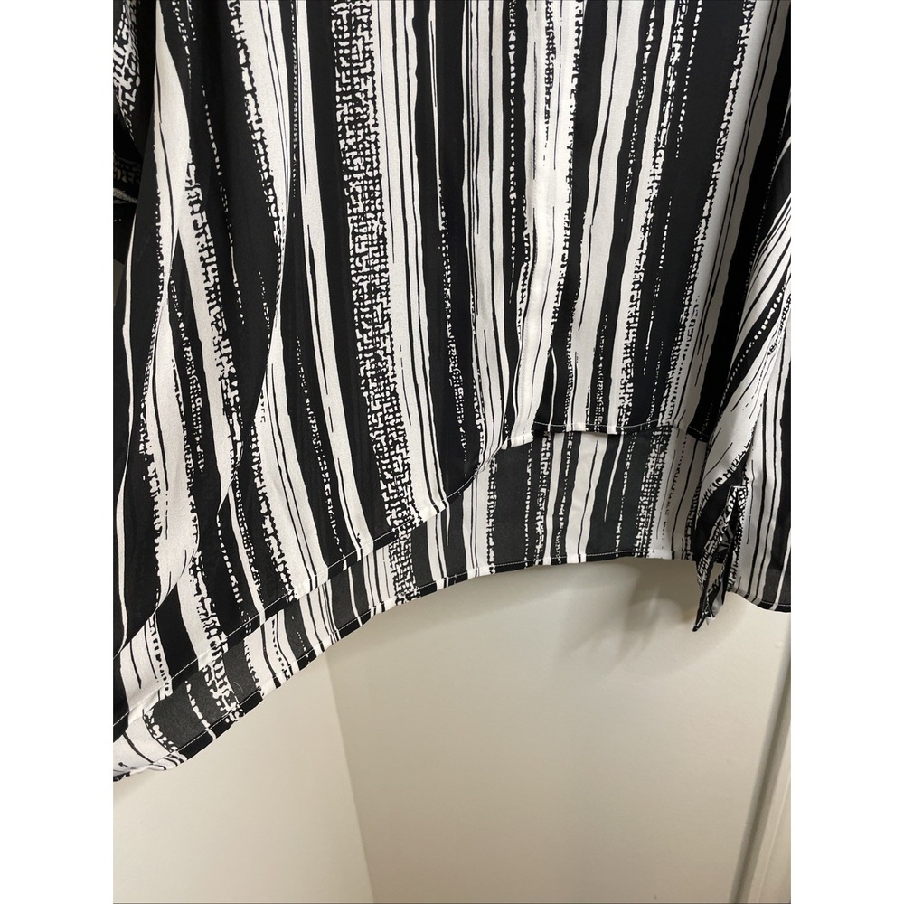 Peck & Peck Tunic Top Women's L Black White Striped Coastal Minimalist - Picture 5 of 8